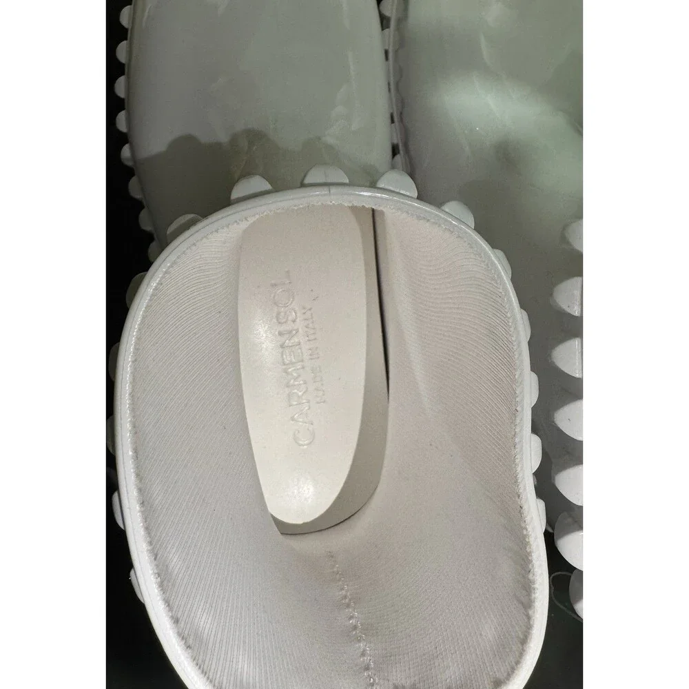 Carmen Sol Graziano Jelly Rain Boots Women's 36 US 6 White Studded BNWOT Vegan - Picture 6 of 6